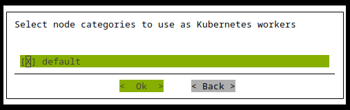 Select node categories to use as Kubernetes workers